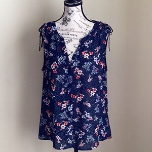 Sanctuary Blue and Pink Sleeveless Blouse Relaxed Fit